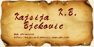Kajsija Bjeković vizit kartica